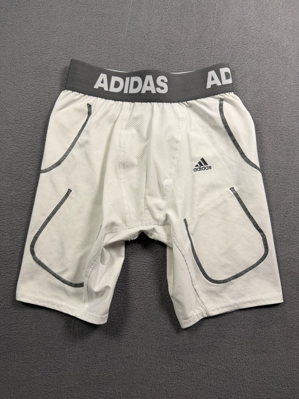 Adidas Adult 6-Pocket Football Girdle White Gray Compression Shorts Size Large L